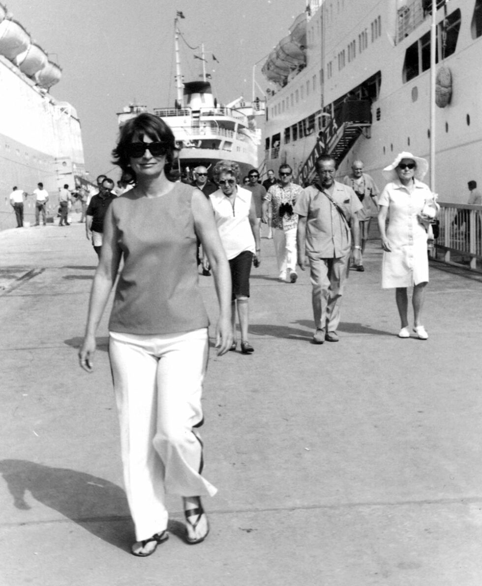 Elaine Badgley Arnoux on vacation in Greece.