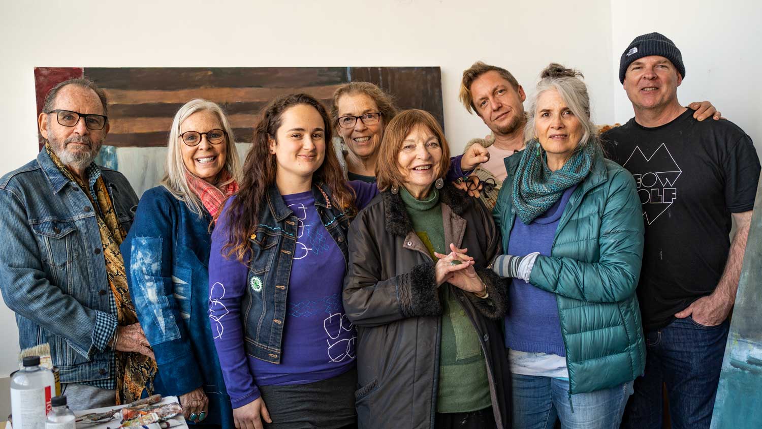 Elaine Badgley Arnoux with family at her San Francisco studio, Thanksgiving 2019