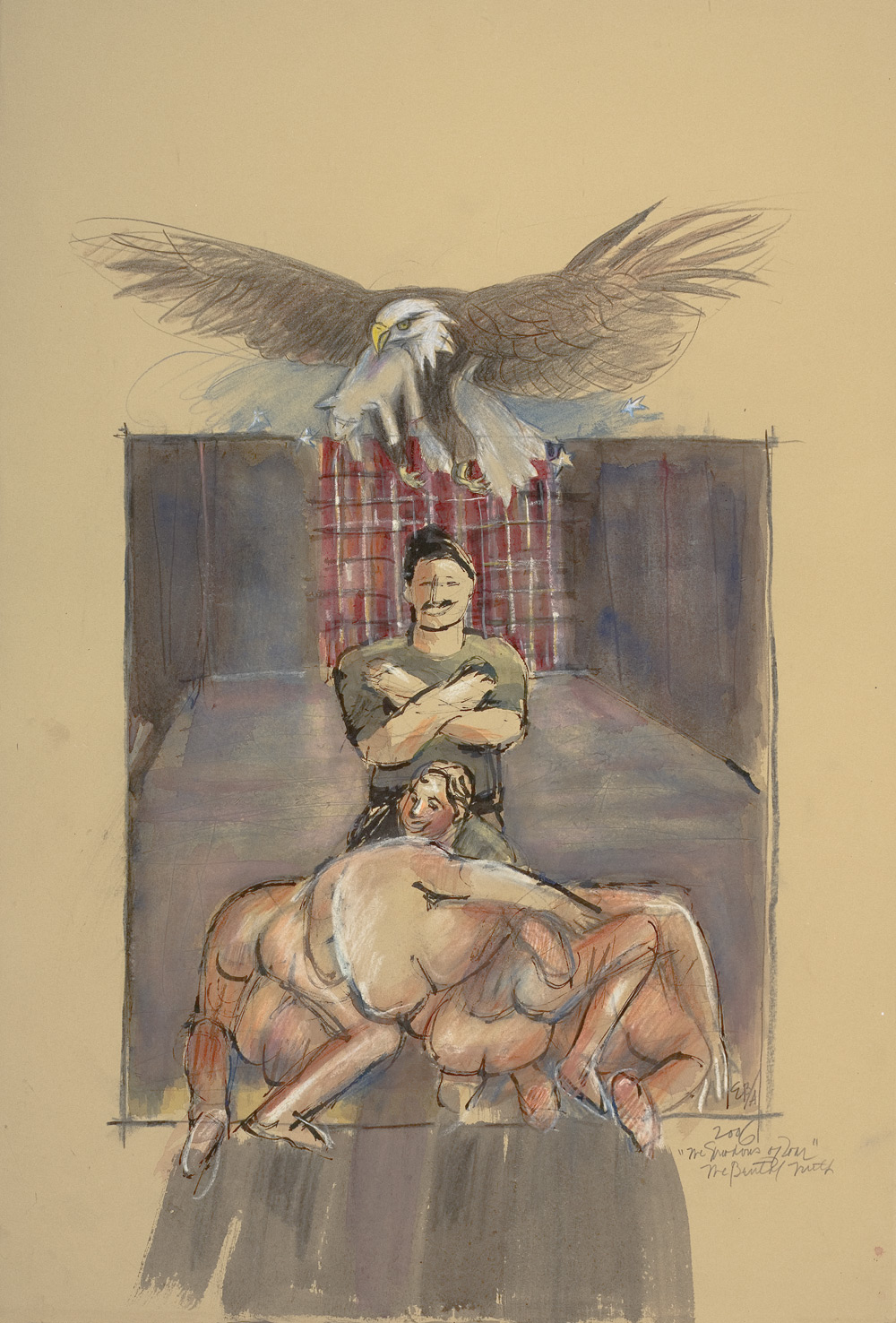 Abu Ghraib #6, mixed media on paper, 22" x 15", 2006
