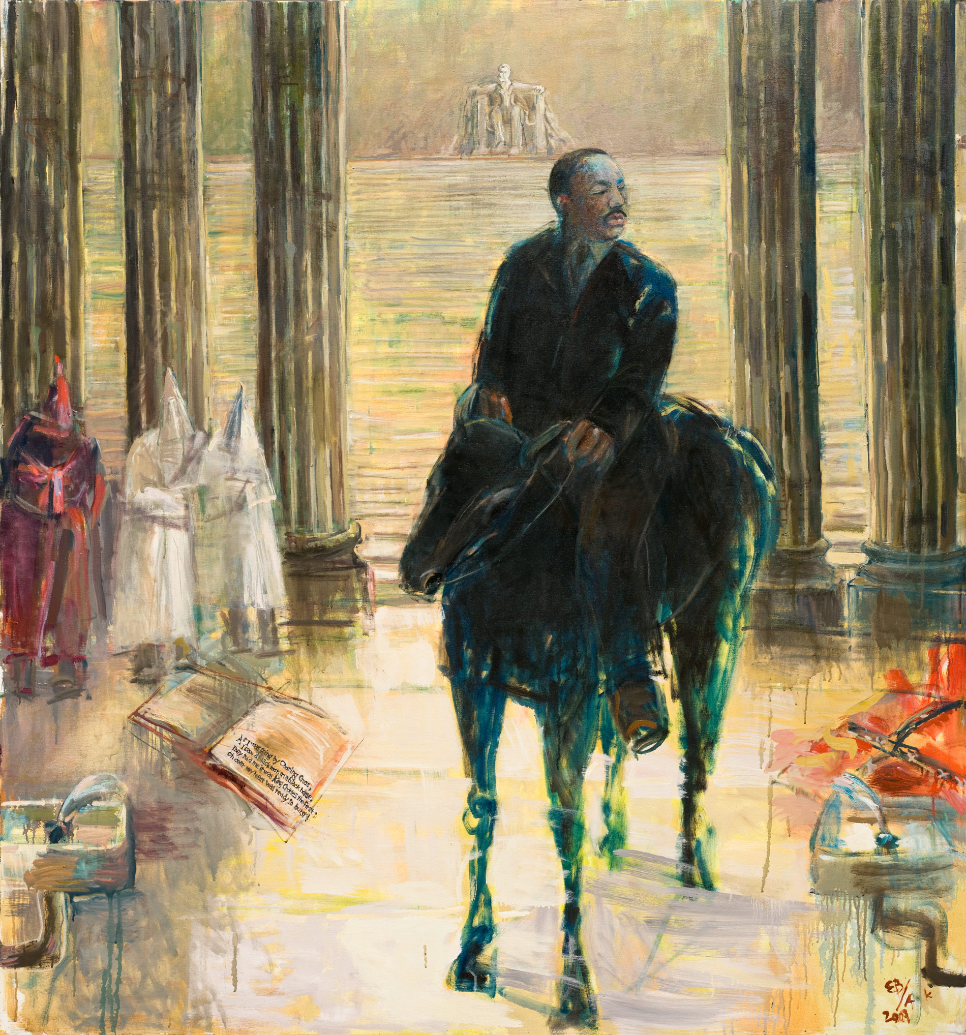 Black Man On A Black Horse, oil on canvas, 72 x 66", 2007